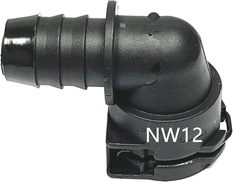 FEEDUN NW12 Coolant Hose Connector Adapter,Radiator Pipe Line Fitting for Chevrolet Mercedes-Benz BMW Audi Volkswagen Volvo Buick,Engine Heater Hose Assembly Junction Flange Repair Kit Barbed,90 Deg,0.74in - Image 1